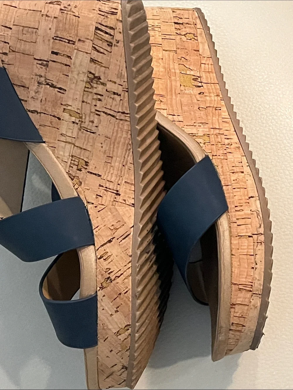 CL by Laundry Navy Cork Wedge Sandals